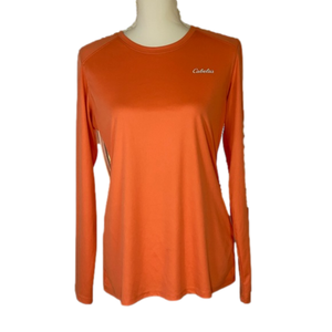 CABELA'S ORANGE LIGHT WEIGHT LONG SLEEVE SUMMER OUTDOORS SHIRT SZ S EUC SKU0706